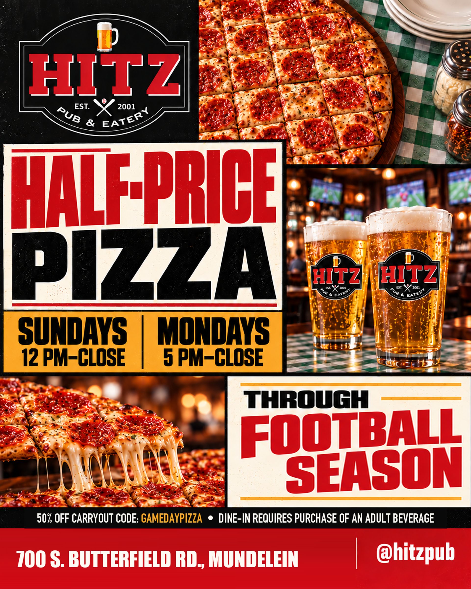 Half-Price Pizza on Game Days