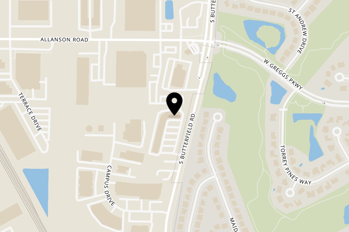Map showing the location of Hitz Pizza and Sports Bar on 700 Butterfield Rd in Mundelein